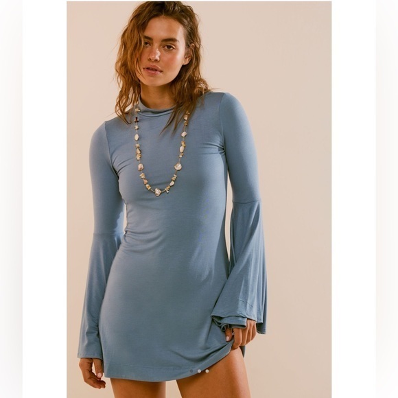 Free People Dresses & Skirts - NWT FREE PEOPLE Dare to Dance Mini Small Blue Steel NEW FP BEACH $60 Tunic Dress